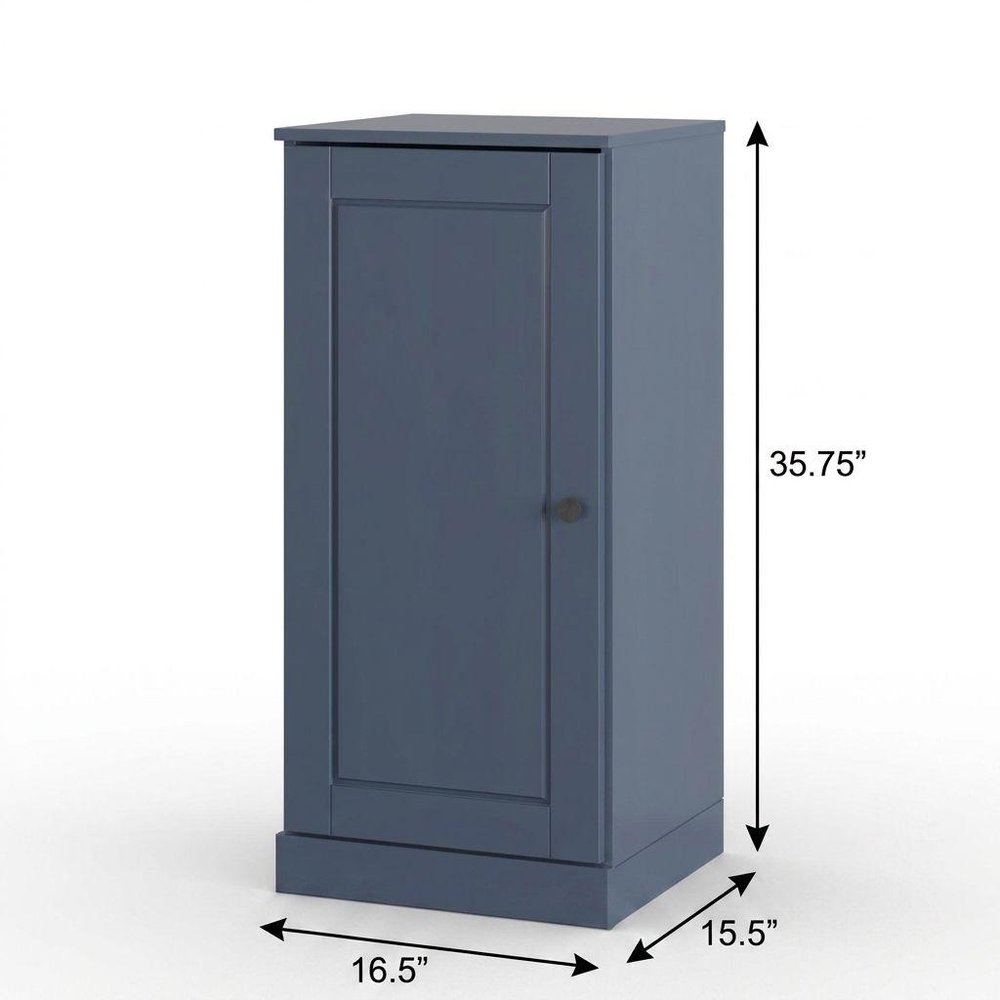 17" French Blue Solid Wood Free Standing Single Door Linen Cabinet