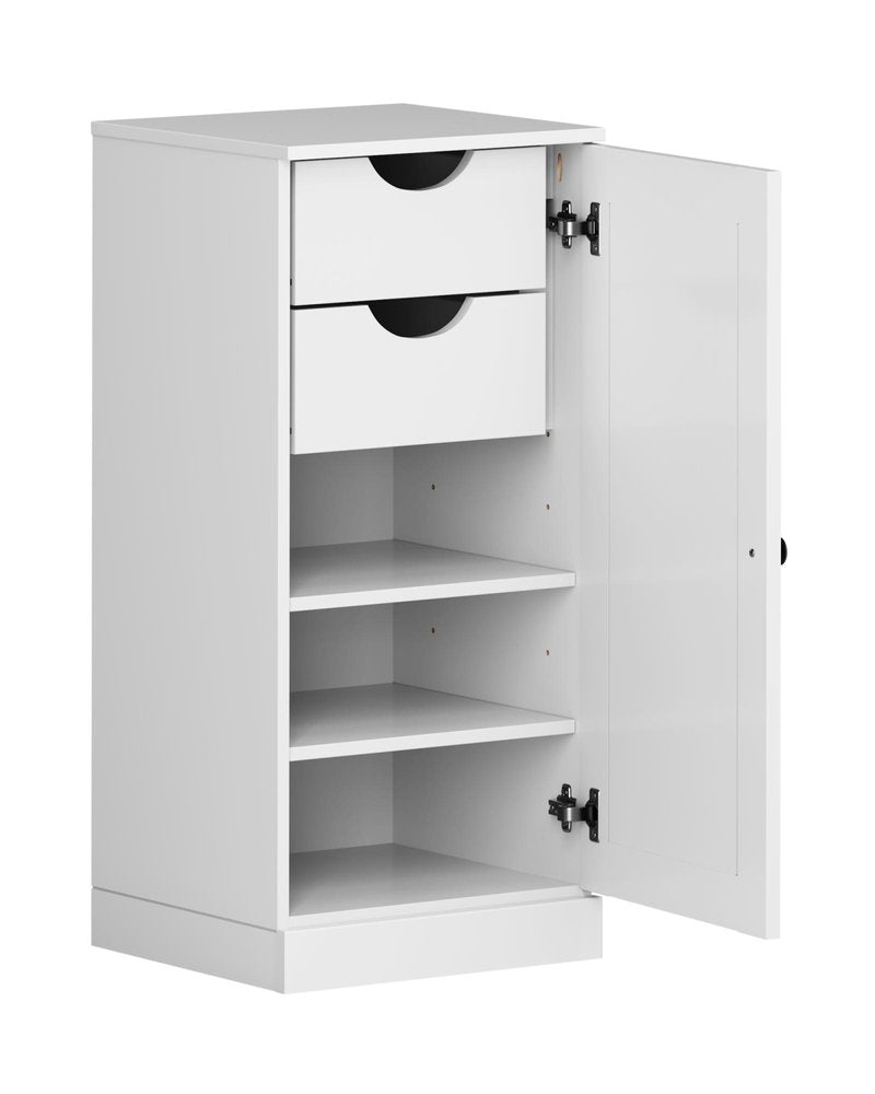 17" White Solid Wood Free Standing Single Door Linen Cabinet