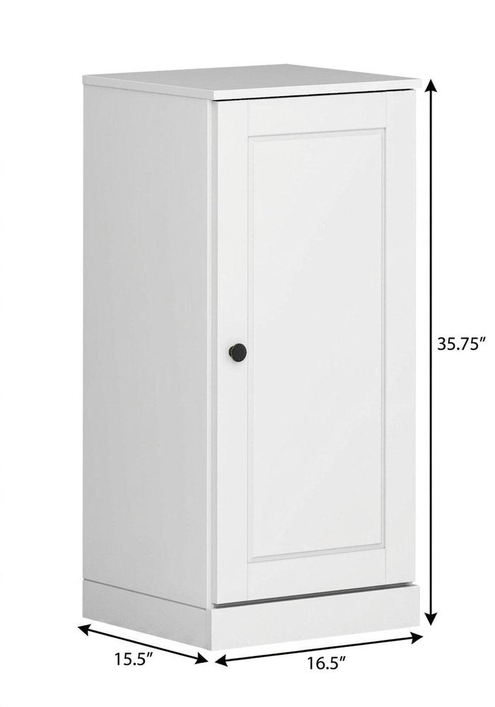 17" White Solid Wood Free Standing Single Door Linen Cabinet