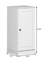 17" White Solid Wood Free Standing Single Door Linen Cabinet