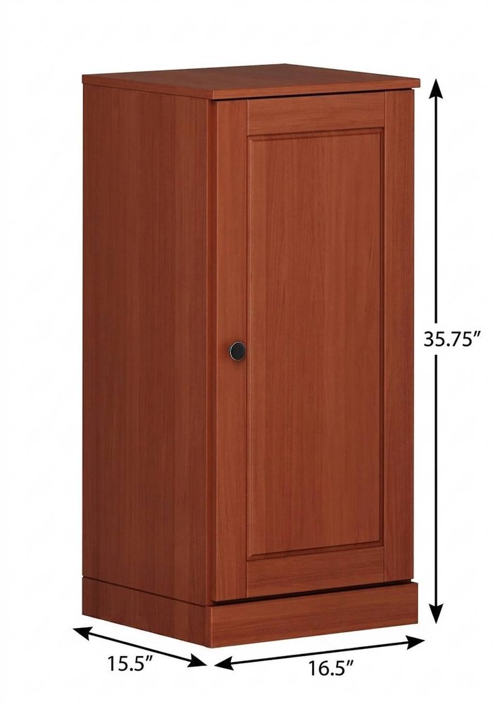 17" Coffee Solid Wood Free Standing Single Door Linen Cabinet