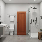 17" Coffee Solid Wood Free Standing Single Door Linen Cabinet