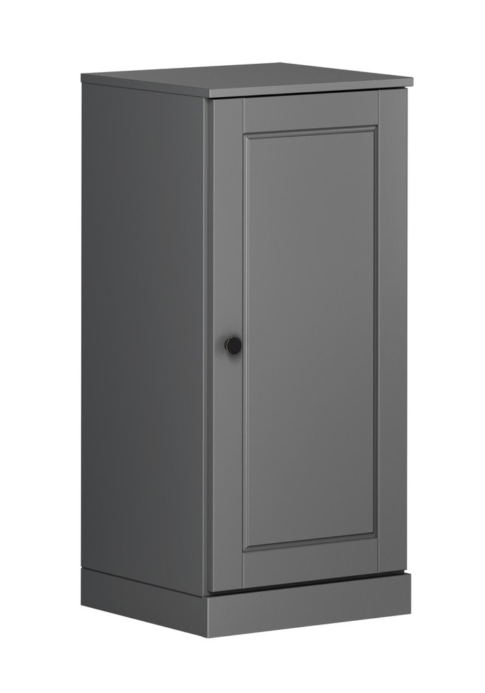 17" Gray Solid Wood Free Standing Single Door Linen Cabinet