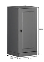 17" Gray Solid Wood Free Standing Single Door Linen Cabinet