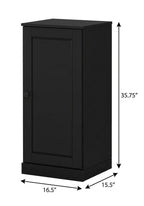 17" Black Solid Wood Free Standing Single Door Linen Cabinet