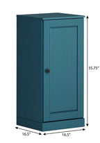 17" Teal Blue Solid Wood Free Standing Single Door Linen Cabinet