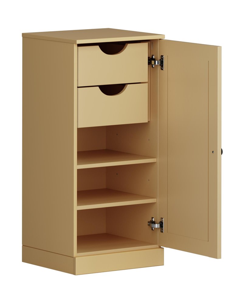17" Yellow Solid Wood Free Standing Single Door Linen Cabinet