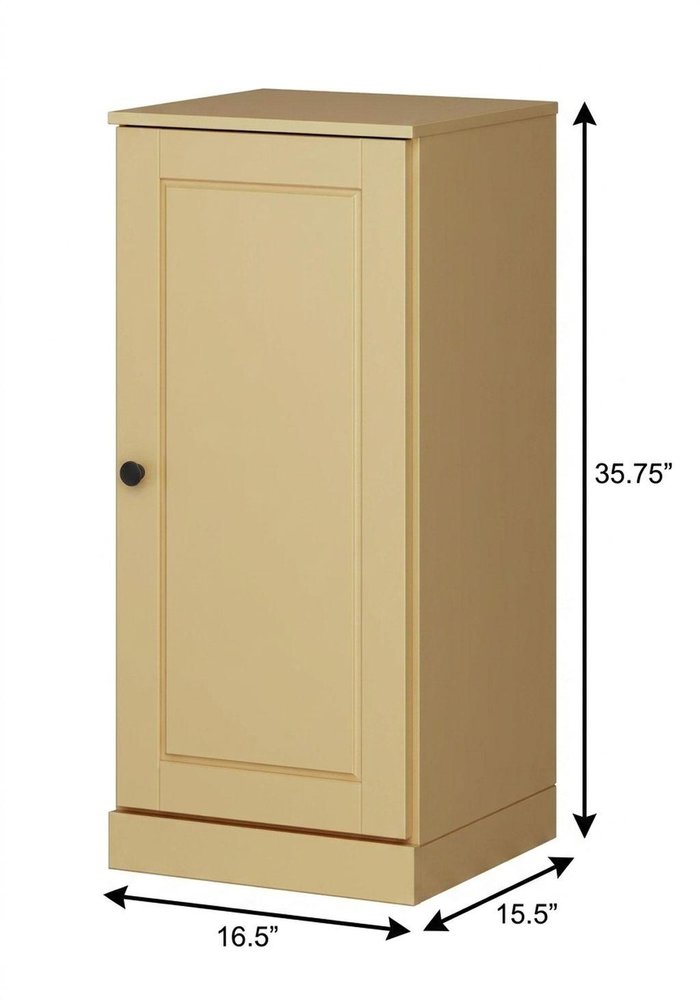 17" Yellow Solid Wood Free Standing Single Door Linen Cabinet