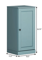 17" Aqua Solid Wood Free Standing Single Door Linen Cabinet