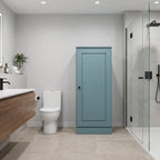 17" Aqua Solid Wood Free Standing Single Door Linen Cabinet