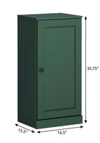17" Green Solid Wood Free Standing Single Door Linen Cabinet