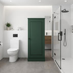 17" Green Solid Wood Free Standing Single Door Linen Cabinet