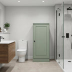 17" Sage Solid Wood Free Standing Single Door Linen Cabinet