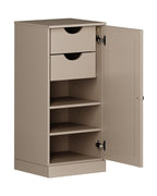 17" Beige Solid Wood Free Standing Single Door Linen Cabinet