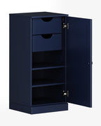 17" Navy Blue Solid Wood Free Standing Single Door Linen Cabinet