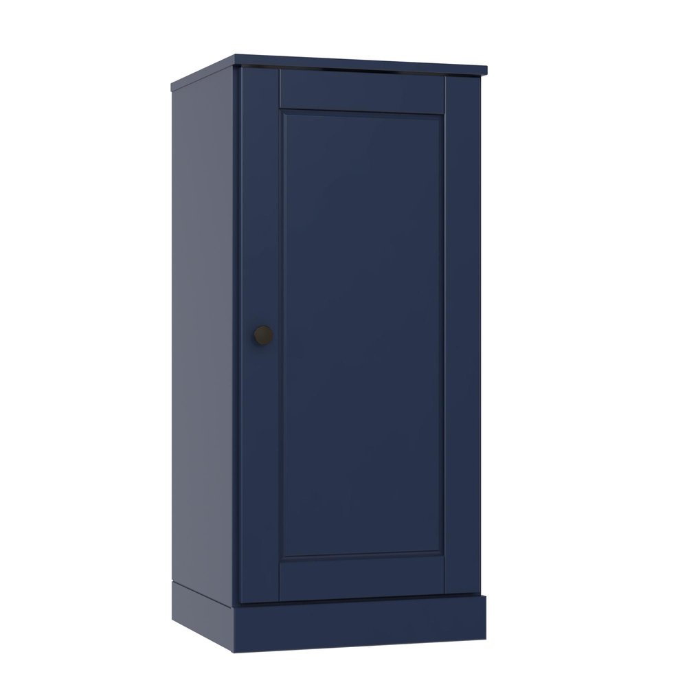 17" Navy Blue Solid Wood Free Standing Single Door Linen Cabinet