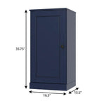 17" Navy Blue Solid Wood Free Standing Single Door Linen Cabinet