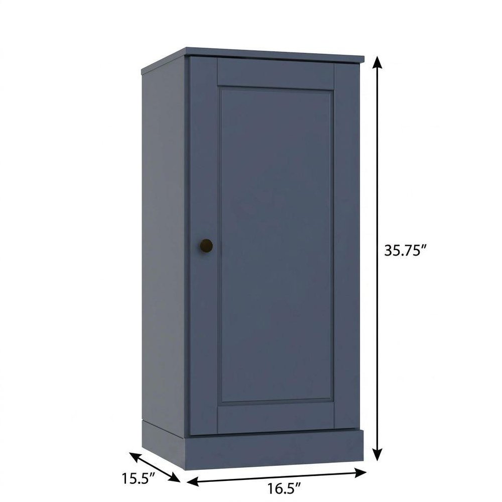 17" French Blue Solid Wood Free Standing Single Door Linen Cabinet