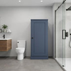 17" French Blue Solid Wood Free Standing Single Door Linen Cabinet