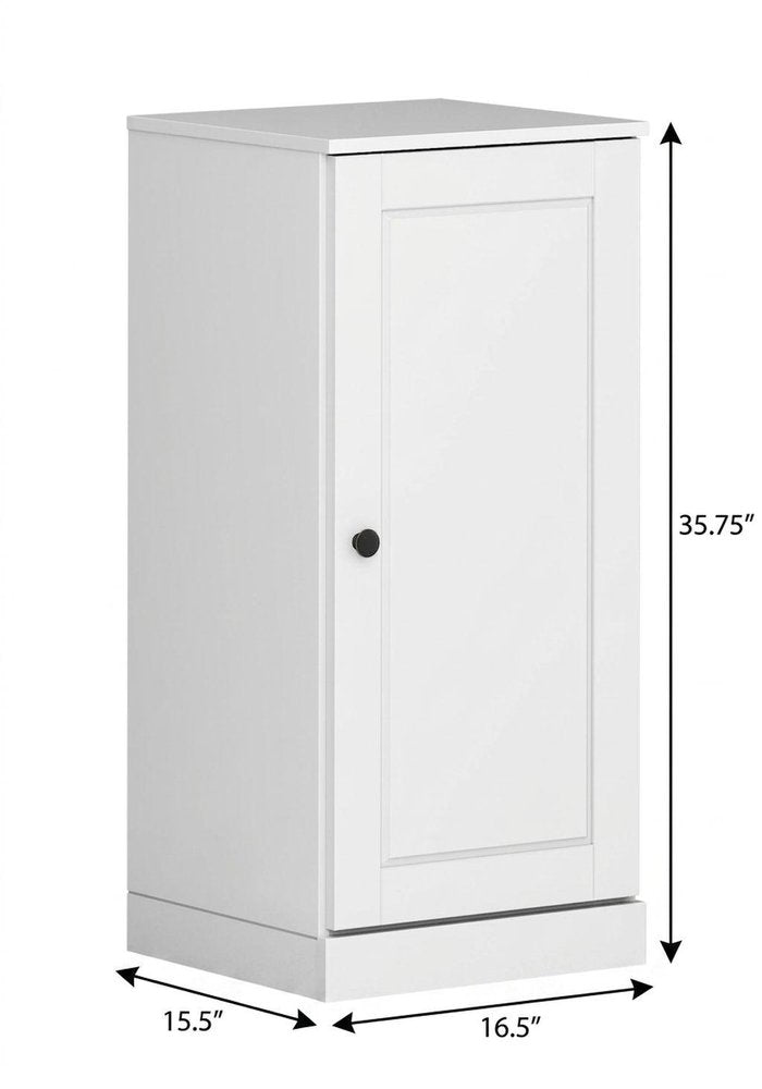 17" White Solid Wood Free Standing Single Door Linen Cabinet