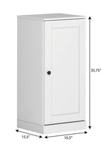 17" White Solid Wood Free Standing Single Door Linen Cabinet
