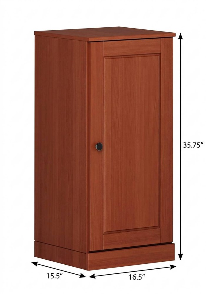17" Coffee Solid Wood Free Standing Single Door Linen Cabinet