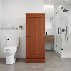 17" Coffee Solid Wood Free Standing Single Door Linen Cabinet
