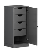 17" Gray Solid Wood Free Standing Single Door Linen Cabinet
