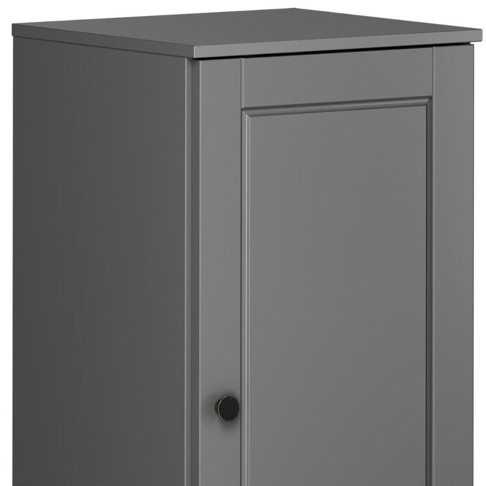 17" Gray Solid Wood Free Standing Single Door Linen Cabinet