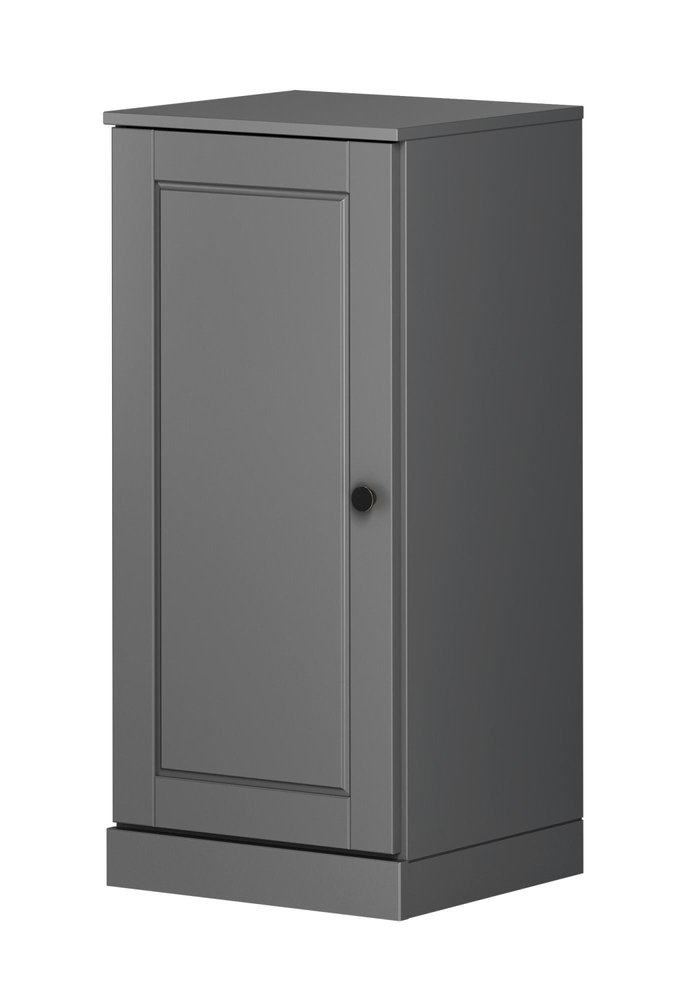17" Gray Solid Wood Free Standing Single Door Linen Cabinet
