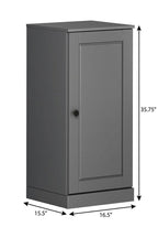 17" Gray Solid Wood Free Standing Single Door Linen Cabinet
