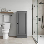 17" Gray Solid Wood Free Standing Single Door Linen Cabinet