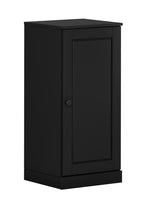 17" Black Solid Wood Free Standing Single Door Linen Cabinet