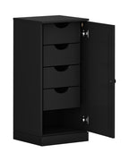 17" Black Solid Wood Free Standing Single Door Linen Cabinet