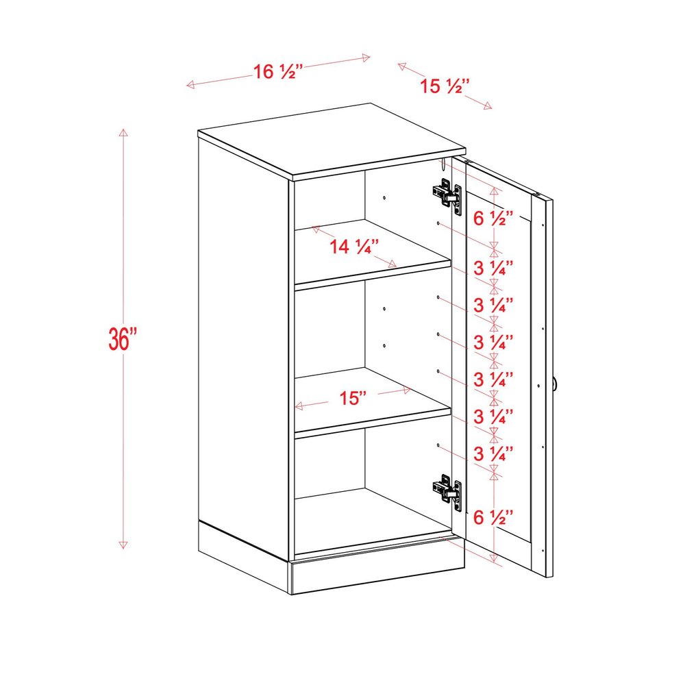 17" Black Solid Wood Free Standing Single Door Linen Cabinet