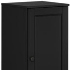 17" Black Solid Wood Free Standing Single Door Linen Cabinet
