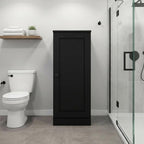17" Black Solid Wood Free Standing Single Door Linen Cabinet