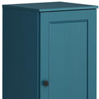 17" Teal Blue Solid Wood Free Standing Single Door Linen Cabinet