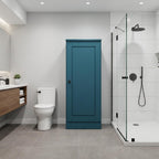 17" Teal Blue Solid Wood Free Standing Single Door Linen Cabinet