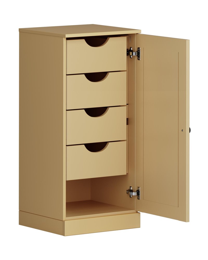 17" Yellow Solid Wood Free Standing Single Door Linen Cabinet