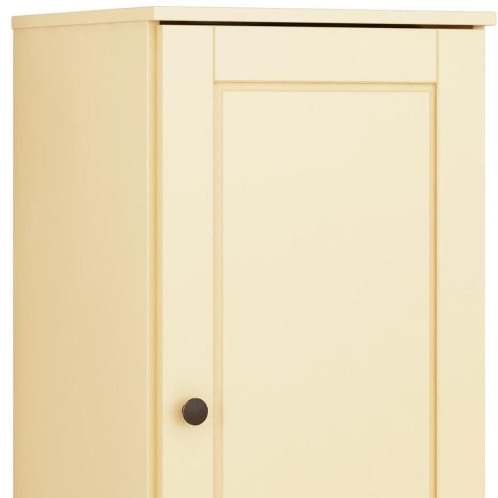 17" Yellow Solid Wood Free Standing Single Door Linen Cabinet
