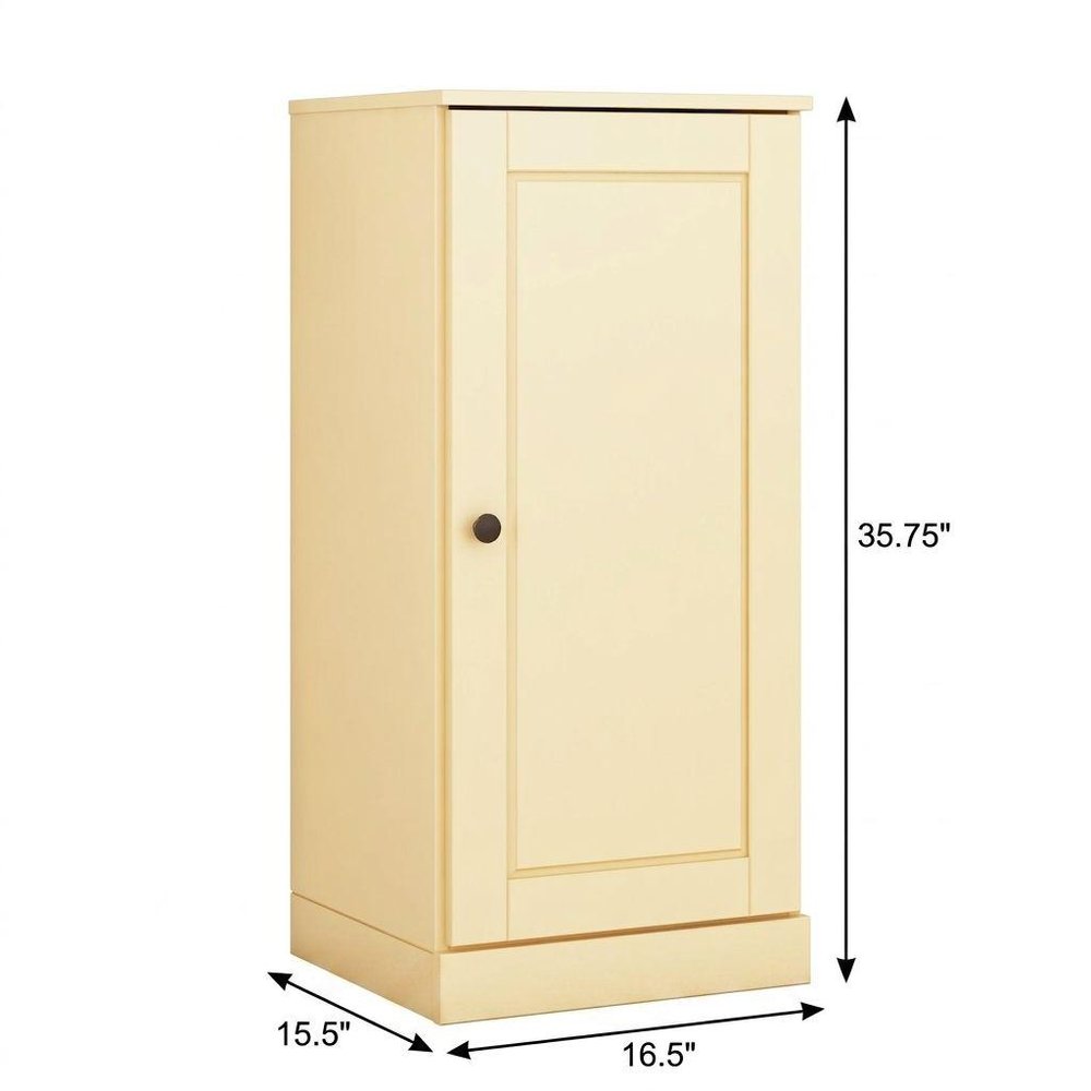 17" Yellow Solid Wood Free Standing Single Door Linen Cabinet