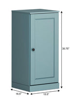 17" Aqua Solid Wood Free Standing Single Door Linen Cabinet