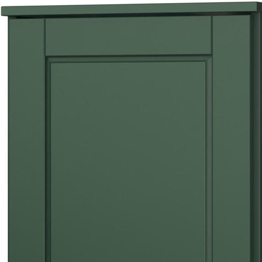 17" Green Solid Wood Free Standing Single Door Linen Cabinet