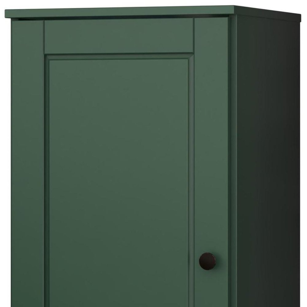 17" Green Solid Wood Free Standing Single Door Linen Cabinet