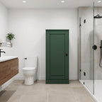17" Green Solid Wood Free Standing Single Door Linen Cabinet