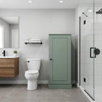 17" Sage Solid Wood Free Standing Single Door Linen Cabinet