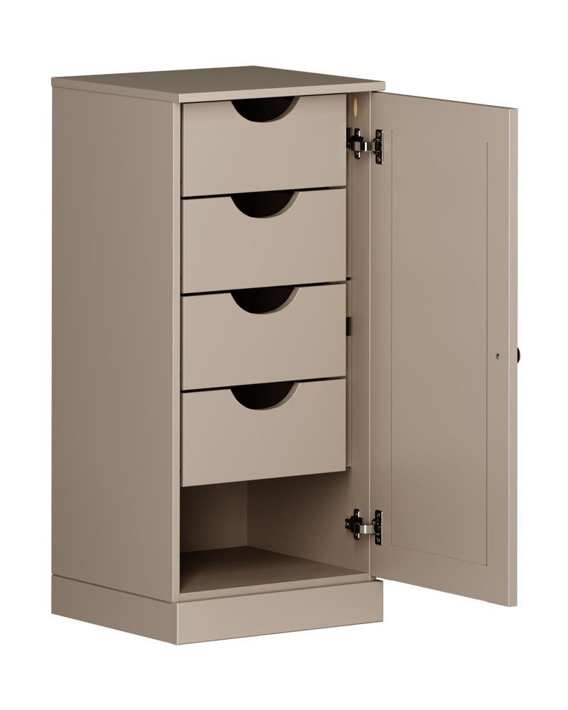 17" Beige Solid Wood Free Standing Single Door Linen Cabinet