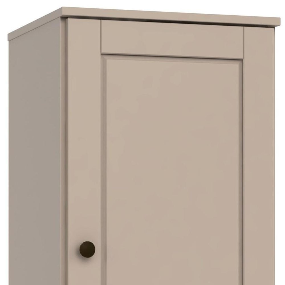 17" Beige Solid Wood Free Standing Single Door Linen Cabinet