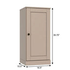 17" Beige Solid Wood Free Standing Single Door Linen Cabinet